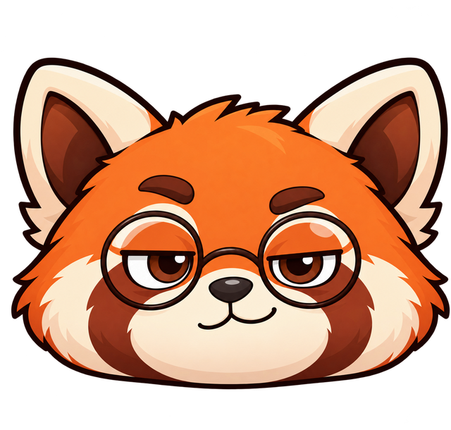 Shifu, a red panda senior with glasses